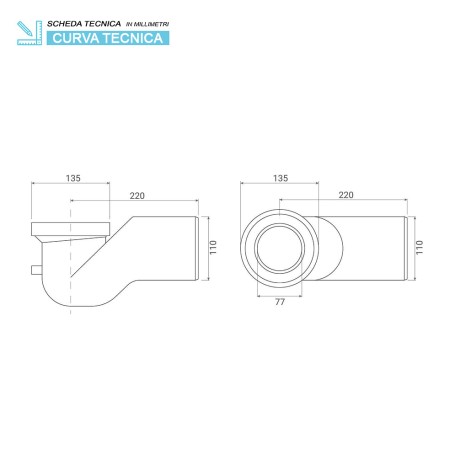 4 - Curva tecnica per scarico a pavimento wc