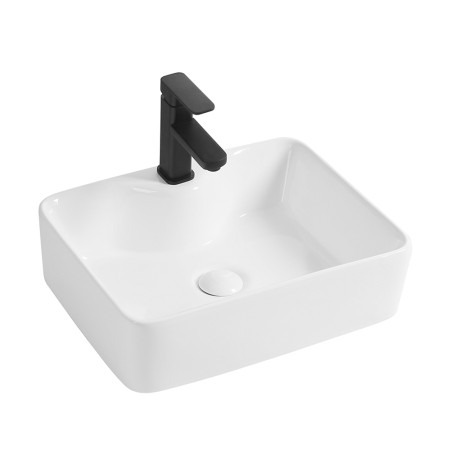 4 - Lavabo in ceramica da appoggio e sospeso L48cm