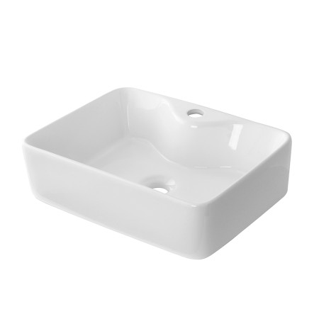 6 - Lavabo in ceramica da appoggio e sospeso L48cm