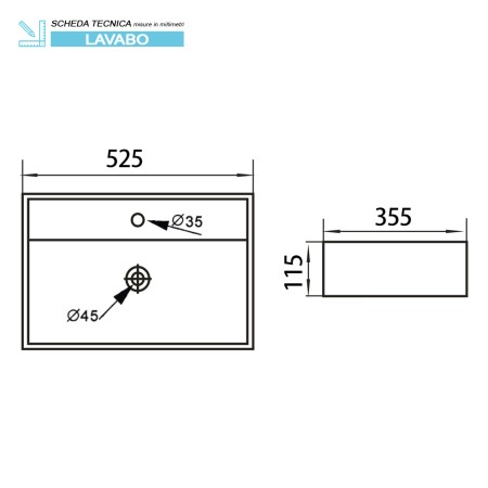 6 - Lavabo in ceramica L52cm
