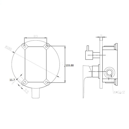 4 - Miscelstore monocomando doccia con deviatore serie Flat