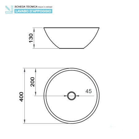 6 - Lavabo da appoggio in ceramica dia40cm