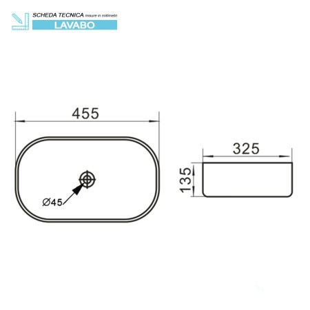 6 - Lavabo da appoggio in ceramica L45cm