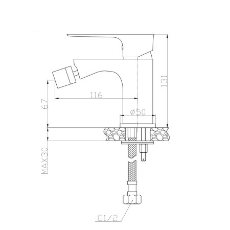 4 - Miscelatore bidet nero opaco serie Flat