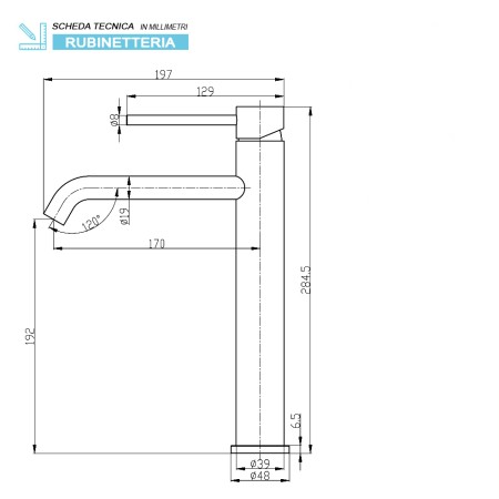 4 - Miscelatore lavabo alto serie Nuego